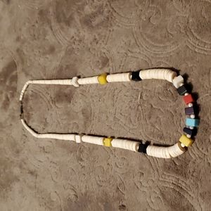 Vintage handmade turquoise and coral shell necklace